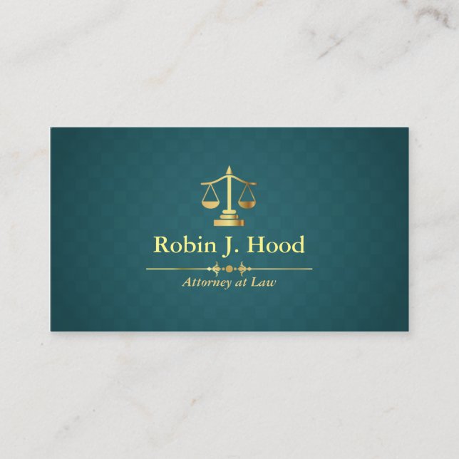 Tarjeta De Visita Faux Gold Libra Dark Green Rhombus Lawyer (Anverso)