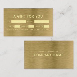 Tarjeta De Visita Faux Gold Metalizado Texture Gift Certifications
