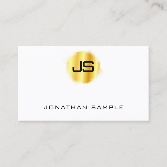 Tarjeta De Visita Faux Gold Modern Monograma Profesional elegante (Anverso)