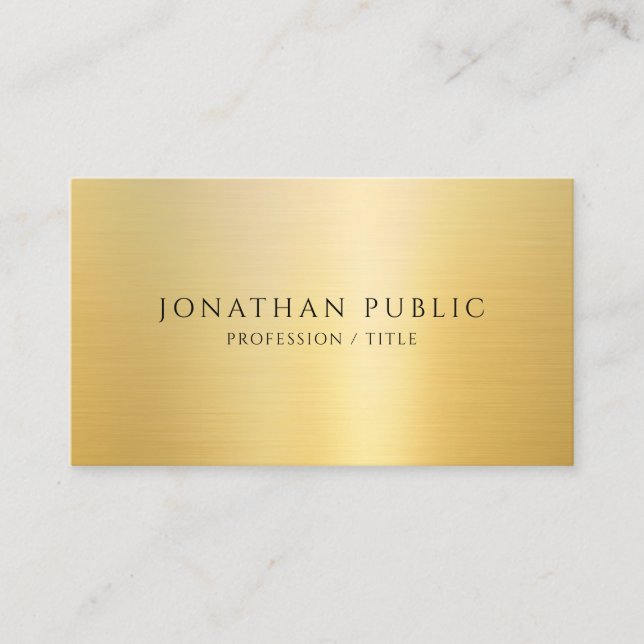 Tarjeta De Visita Faux Gold Moderno de plantilla elegante semi brill (Anverso)
