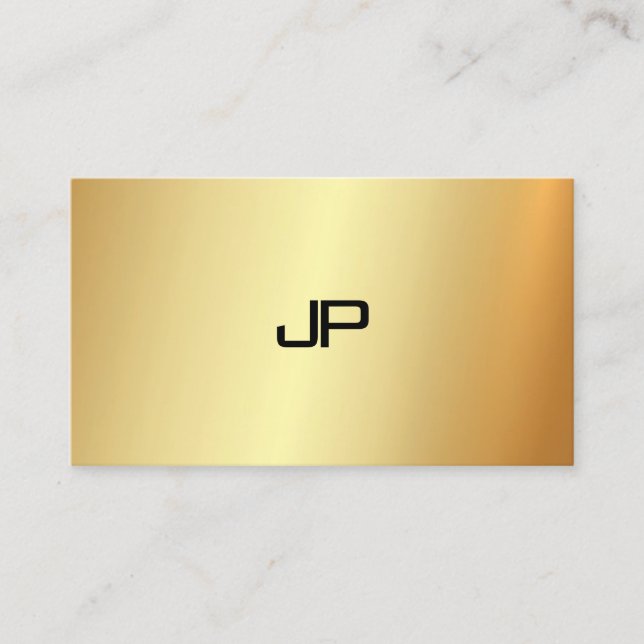 Tarjeta De Visita Faux Gold Moderno Monograma Profesional Elegante (Anverso)