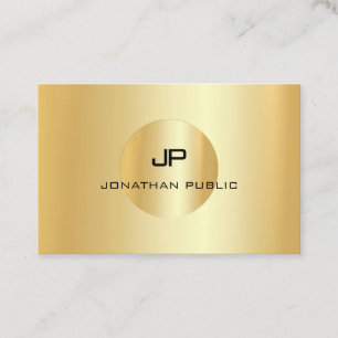 Tarjeta De Visita Faux Gold Moderno Monograma Profesional Elegante