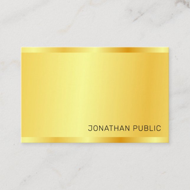 Tarjeta De Visita Faux Gold Moderno Profesional Elegante Simple (Anverso)