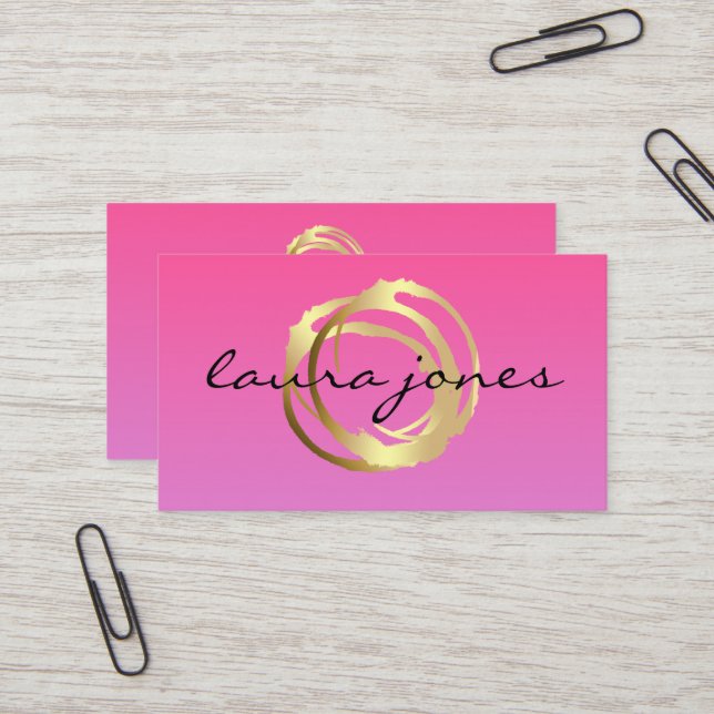 Tarjeta De Visita Faux Gold Painted Circle Designer Business Card (Anverso/Reverso In Situ)