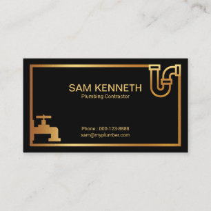 Tarjeta De Visita Faux Gold Plumbing Iconos creativos Gold Border