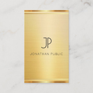 Tarjeta De Visita Faux Gold Premium Linen Vertical Lujo moderno