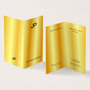 Tarjeta De Visita Faux Gold Profesional Elegante Monograma Moderno