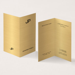 Tarjeta De Visita Faux Gold Profesional Moderno Monograma Elegante