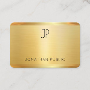 Tarjeta De Visita Faux Gold Profesional Moderno Plantilla Elegante