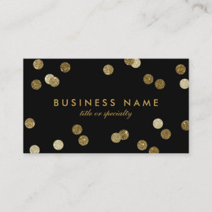 Tarjeta De Visita Faux Gold Purpurina Confetti Black Business Card