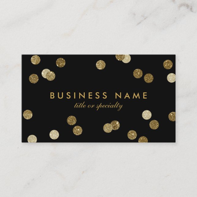 Tarjeta De Visita Faux Gold Purpurina Confetti Black Business Card (Anverso)