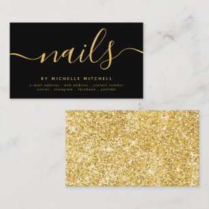 Tarjeta De Visita Faux Gold Purpurina Nail Technician Beauty