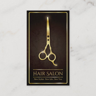 Tarjeta De Visita Faux Gold Scissors Salón Hair Stylist