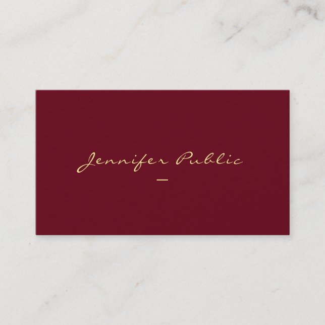 Tarjeta De Visita Faux Gold Script Template Luxurious Premium Pearl (Anverso)