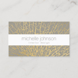 Tarjeta De Visita Faux Gold Sea Fan Pattern Interior Designer Gris