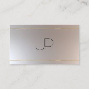 Tarjeta De Visita Faux Gold Silver Moderno Monograma Profesional