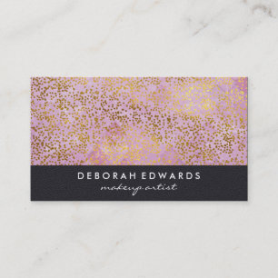 Tarjeta De Visita Faux Gold Specks Pink Tile Leather