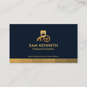Tarjeta De Visita Faux Gold Stripe Black Limo Chauffeur Taxi
