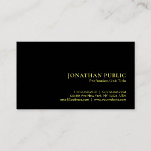 Tarjeta De Visita Faux Gold Text Elegant Luxury Premium Black