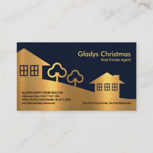 Tarjeta De Visita Faux Gold Textura Hogar Paisaje Agente Inmobiliari