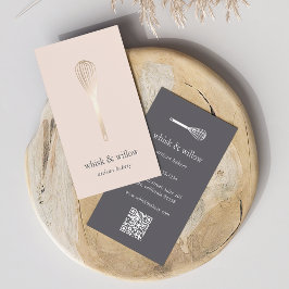 Tarjeta De Visita Faux Gold Whisk | Panadería | Chef | Código QR de 