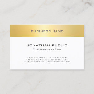 Tarjeta De Visita Faux Gold White Elegant Plantilla Minimalista mode