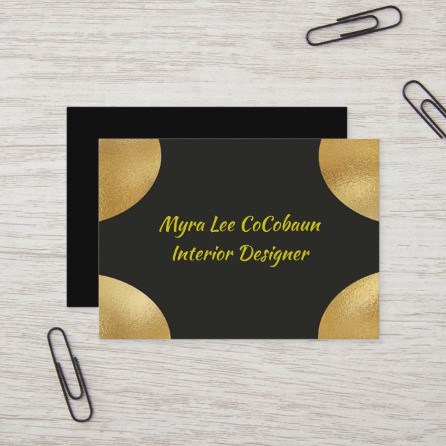Tarjeta De Visita Faux Gold y Black Business Card (Anverso/Reverso In Situ)