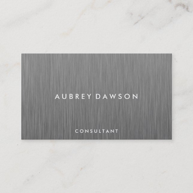 Tarjeta De Visita Faux Gray metálico minimalista (Anverso)