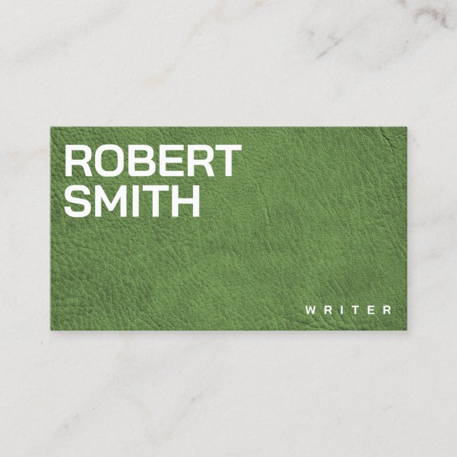 Tarjeta De Visita Faux Green Leather (Anverso)