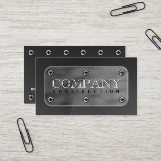 Tarjeta De Visita Faux gris oscuro Acero placa Metalizado y tornillo