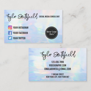 Tarjeta De Visita Faux Holo Social Media Business Card
