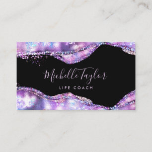 Tarjeta De Visita faux holográfico iridiscente opal stone elegante b