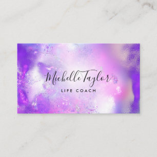 Tarjeta De Visita faux holográfico iridiscente opal stone elegante b
