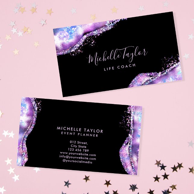 Tarjeta De Visita faux holográfico iridiscente opal stone elegante b (Subido por el creador)