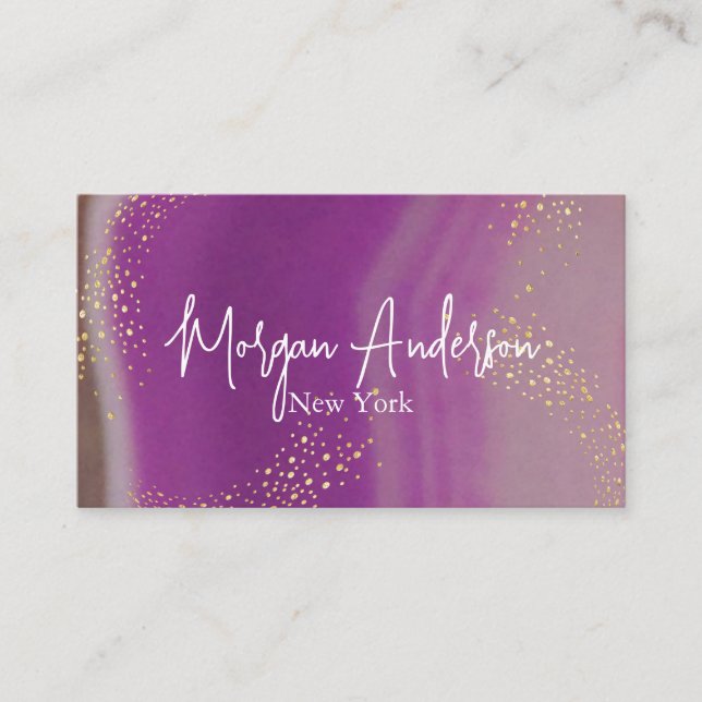 Tarjeta De Visita Faux holográfico opal stone Personalizado (Anverso)