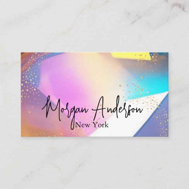 Tarjeta De Visita Faux holográfico opal stone Personalizado (Anverso)