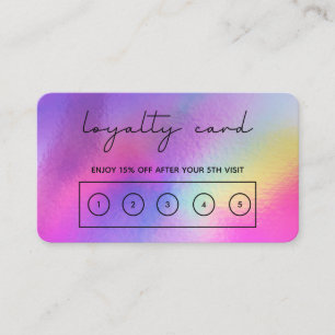 Tarjeta De Visita Faux Holographic Calligraphy Loyalty Card