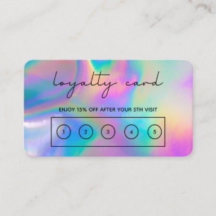 Tarjeta De Visita Faux Holographic Calligraphy Loyalty Card