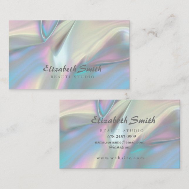 Tarjeta De Visita Faux Holographic Chameleon Business Card (Anverso / Reverso)