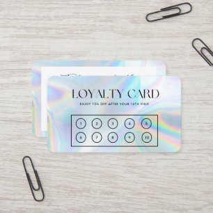 Tarjeta De Visita Faux Holographic Elegant Loyalty Card