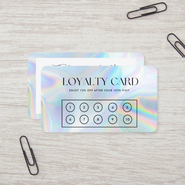 Tarjeta De Visita Faux Holographic Elegant Loyalty Card (Anverso/Reverso In Situ)