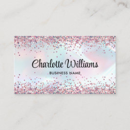 Tarjeta De Visita Faux Holographic Elegant Purpurina Borders Trendy