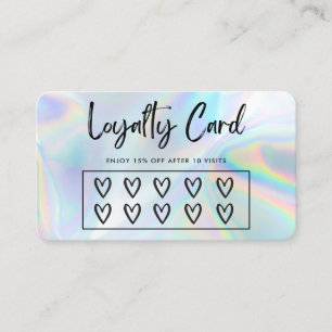 Tarjeta De Visita Faux Holographic Hearts Personalizado Loyalty Card