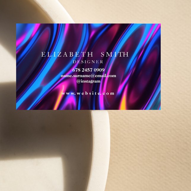 Tarjeta De Visita Faux Holographic Neon Professional Business Card (Subido por el creador)