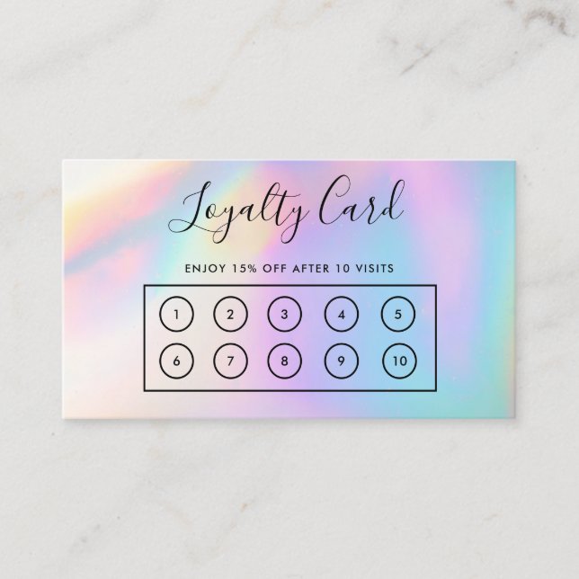Tarjeta De Visita Faux Holographic Personalizado Loyalty Card (Anverso)