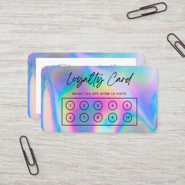 Tarjeta De Visita Faux Holographic Personalizado Loyalty Card (Anverso/Reverso In Situ)