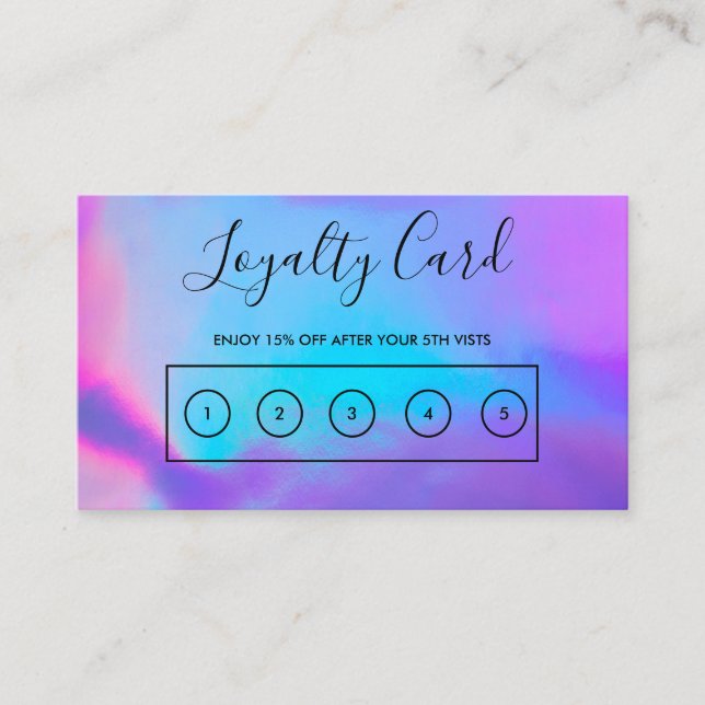 Tarjeta De Visita Faux Holographic Personalizado Loyalty Card (Anverso)