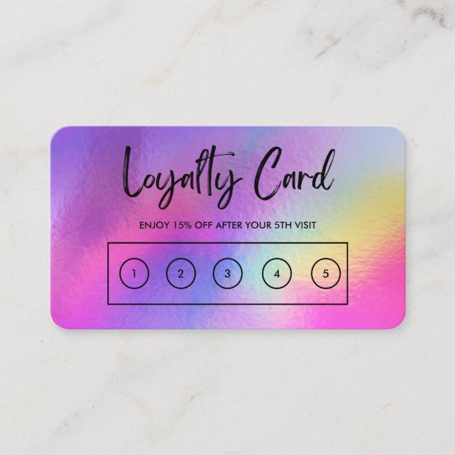 Tarjeta De Visita Faux Holographic Personalizado Loyalty Card (Anverso)