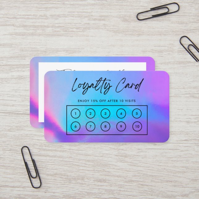 Tarjeta De Visita Faux Holographic Personalizado Loyalty Card (Anverso/Reverso In Situ)