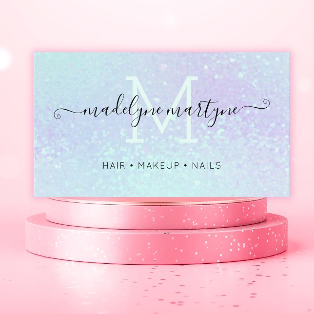 Tarjeta De Visita Faux Holographic Signature Script Moderno Glam (Subido por el creador)